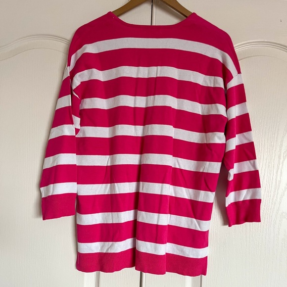 NorthStyle Cotton V-Neck Striped Pullover Sweater,
3/4 Sleeves, Side Slits - Picture 4 of 6